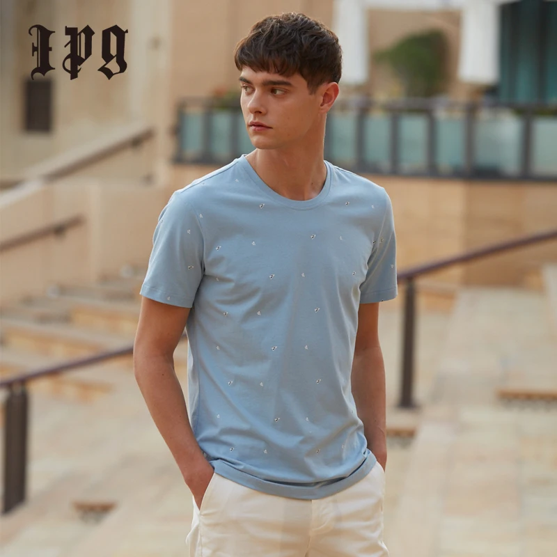 

Ipg 2020 High Quality T-Shirt Casual Men Clothing Slim Tshirt Hot Sale Male 97% Cotton Simple Printing Man's Tops Breathable