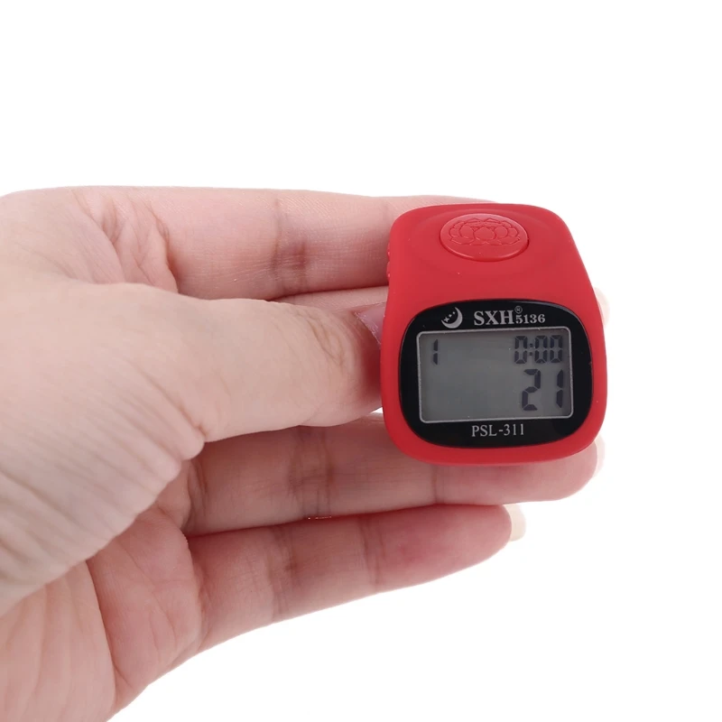

6 Digital Finger Tally Counter 8 Channels w Backlight Time Prayer Silicone Ring