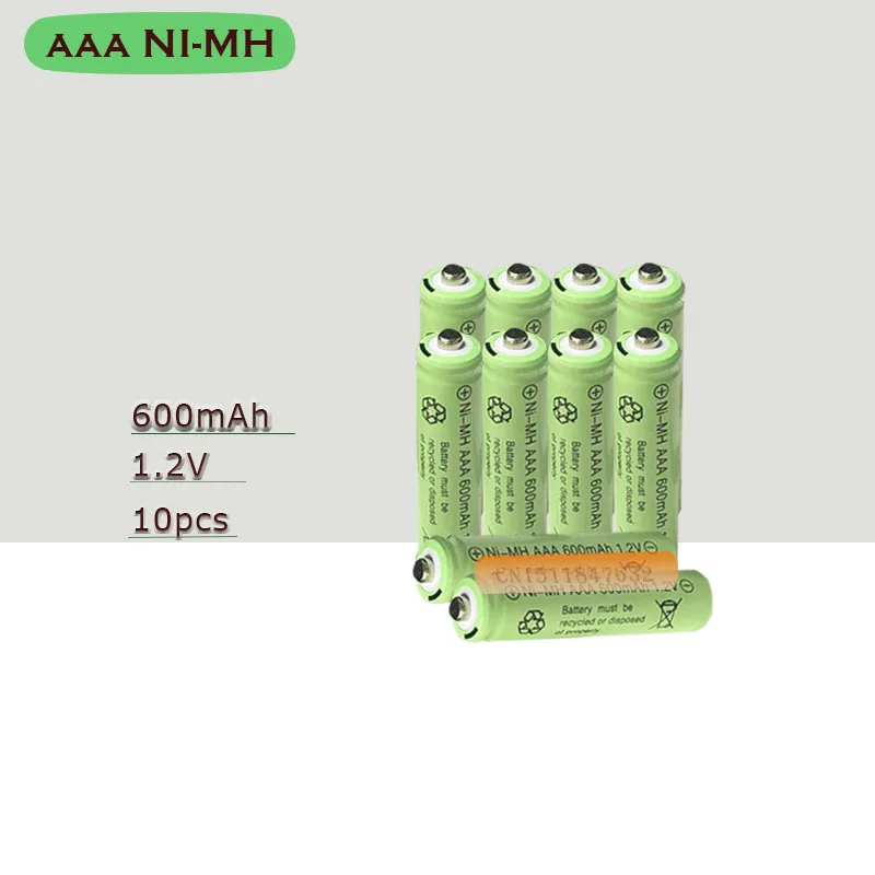 10psc/lot 1,2 В 600 мАч AAA дистанционный пульт игрушка перезаряжаемые Ni-MH аккумуляторная батарея AAA 1,2 В 600 мАч Бесплатная доставка