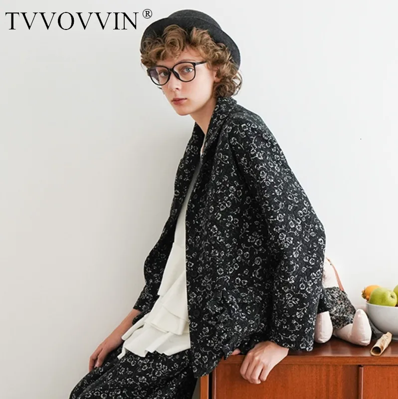 TVVOVVIN женская повседневная куртка с длинным рукавом, оборками и карманами в стиле пэчворк с отложным воротником L681