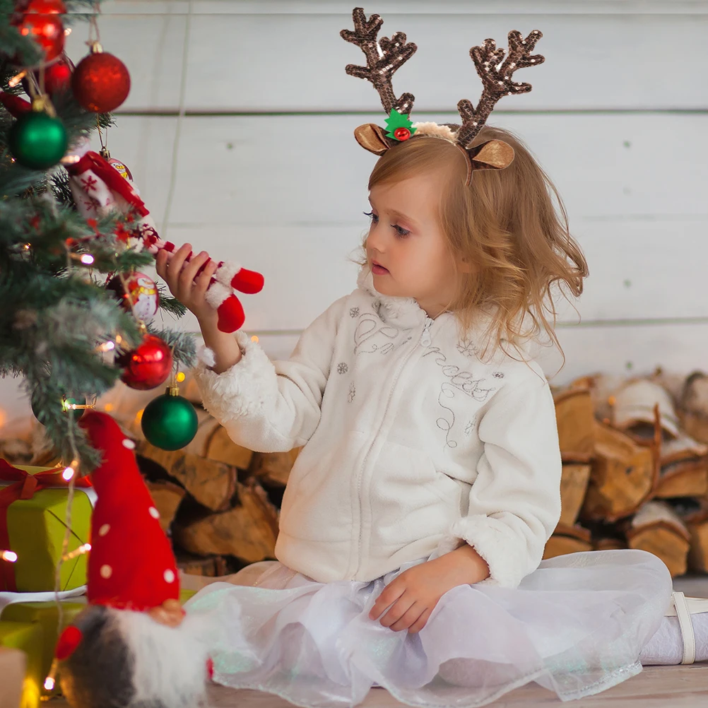 Headband Cosplay Antlers Christmas Deer Ears Headband Merry Christmas Ornaments Sequin Reindeer Antler Headband Novelty