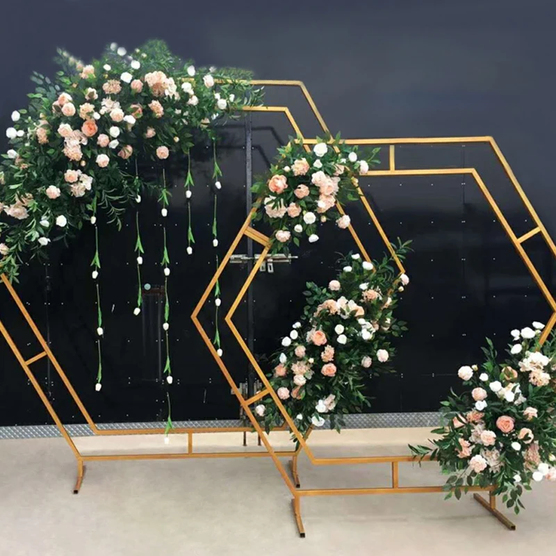 Wedding Props Double-sided Hexagonal Arch Diamond Wrought Iron Shelf Stage Decoration Background Frame | Дом и сад
