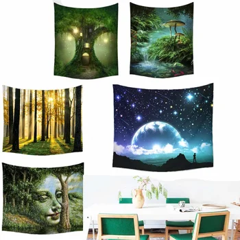 

150x130cm Bohemian Fairy Forest Stars Tapestry Hippies Wall Hanging Throw Blanket Bedspread Dorm Cover Textiles Home Decor
