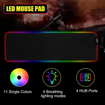

(With 4 HUB USB Ports) LED Gaming Mouse Pad RGB Large Keyboard Gamer Mouse Pads Desk Mat 800X300X3mm For PC Laptop
