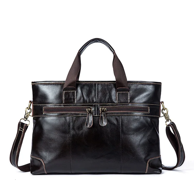 

Retro 2019 Genuine Leather Solid Color Casual Computer Handbag Men's High Quality Large Capacity Business Travel Handbag