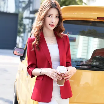 

Pink Small Suit Coat Female 2020 Autumn Lady Slim Fit Waist Leisure Suit Top
