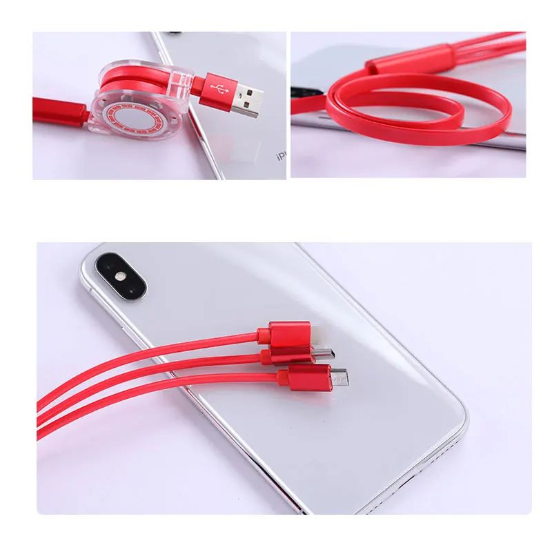 Кабель usb type-c 3 в 1 м выдвижные Usb зарядные кабели для Xioami M9 M8 huawei Nova4 Glory samsung Redmi Note Iphonex Xs Max