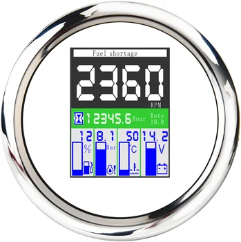 

85MM 5 in 1 Multi-functional Gauge Meter Digital Tachometer Fuel Level Water Temp 0~10 Bar Oil Pressure Meter With Alarm 9-32V