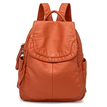 

Women Backpacks High Quality Water Wash PU Leather Backpack Ladies 2020 New Fashion Shoulder Bags Teenage Girl Black School Bags