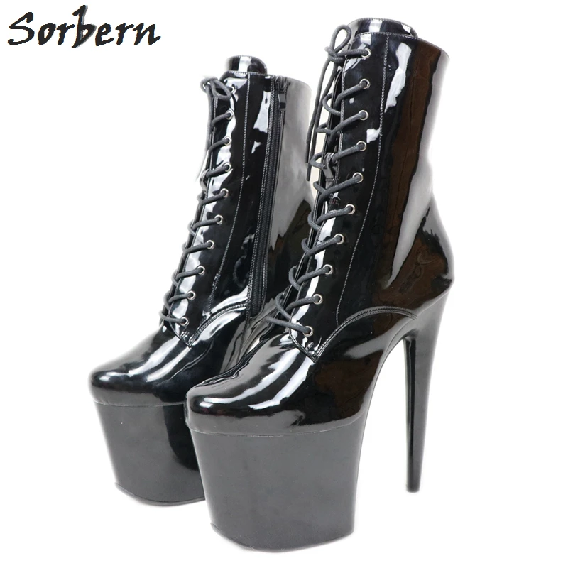 

Sorbern Fashion 20Cm Spike Heels Stripper Pole Dance Short Boots For Women Thick Platform Shoes Ladies Black Shoes For Women