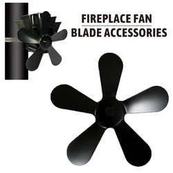 1pc New Black Five Leaves Aluminum Fireplace Fan Stove Fan 7 Inch/172mm Replacement Hardware Blade Accessories