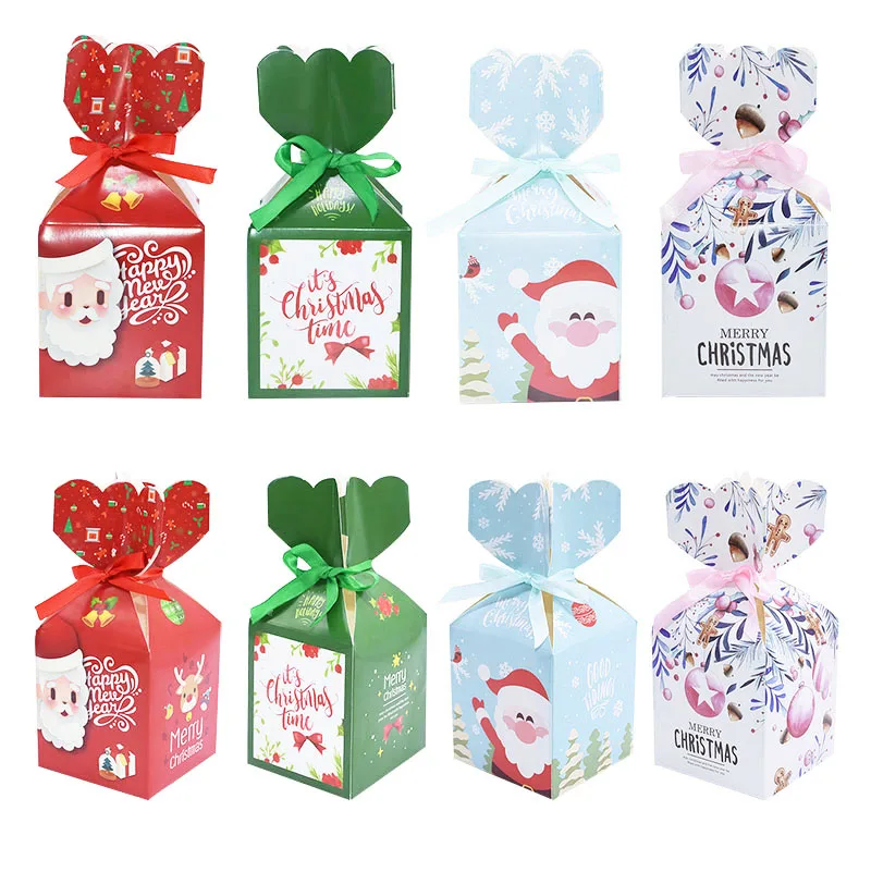 

5pcs Christmas Apple Boxs Candy Gift Decoration Cartoon Pattern Cookies Apple Packing Box for Christmas Party Supplies
