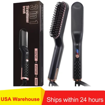 

Multifunction Hair Straightener Heated Brushes Portable Hot Beard Brush And Hair Straightening Comb For Beard Brush Straightener