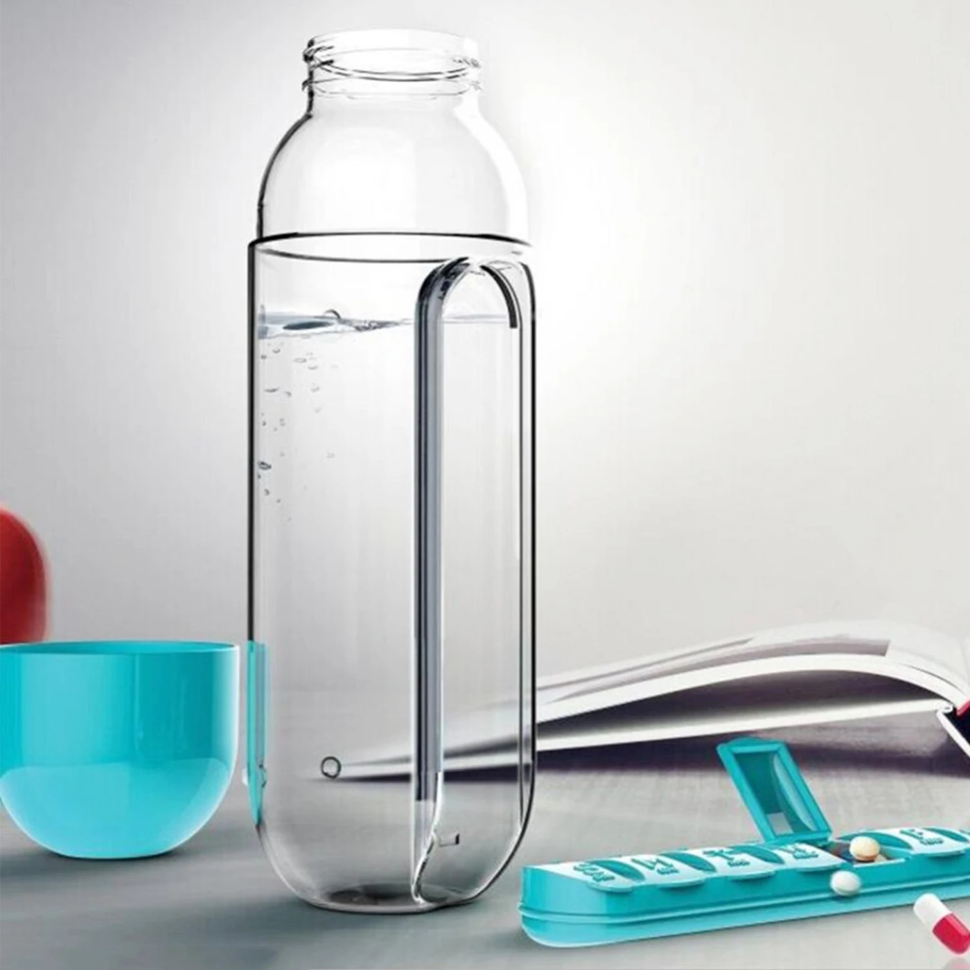 

2 in 1 Pill Box Water Bottle Portable Travel Pill Box Bottle Pill Storage Box Medicine Pill Box Drinking Bottle for Carrying