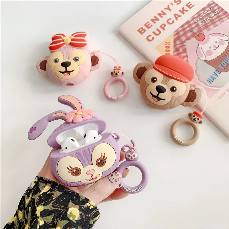 Стильная футболка с изображением персонажей видеоигр DisneySea Даффи медведь Шелли может stellalou Rabbit Мягкая силиконовая защитная наушники крышка чехол для Apple Airpod 1/2