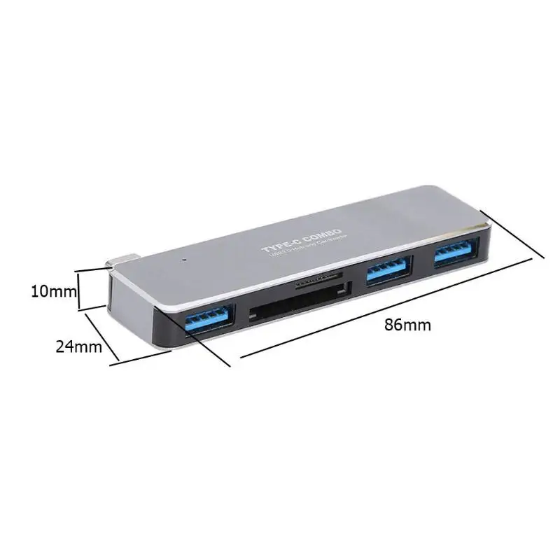 Горячая Распродажа USB концентраторы Классическая нежная текстура USB C концентратор тип-c до 3 портов USB 3,0 адаптер сплиттер док-станция с TF слот для карты Momory - Цвет: Серый