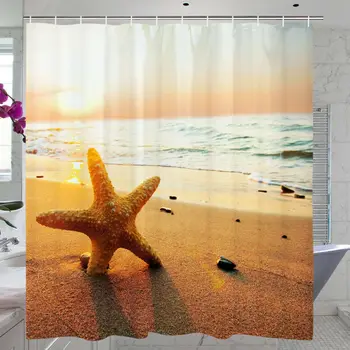 

Waterproof Art Bathroom Colorful Shower Curtain with Hooks Decor