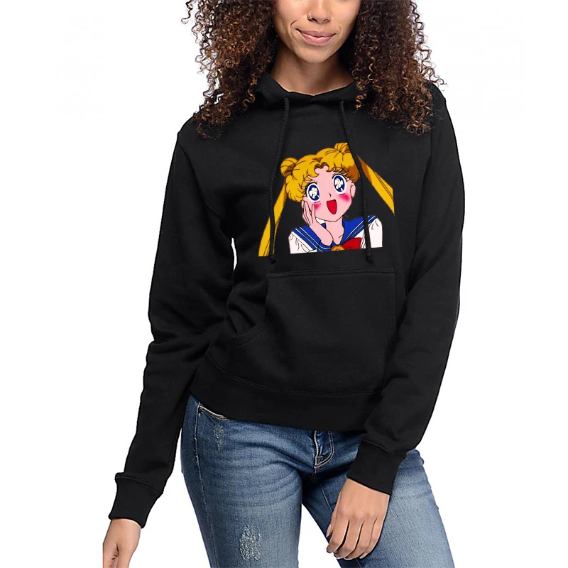 905-sailor moon-4 Женские толстовки с длинными рукавами и изображением Сейлор Мун; Осенняя модная уличная одежда; Осенняя Милая Толстовка в стиле Харадзюку для девочек-подростков - Цвет: 905-sailor moon-4