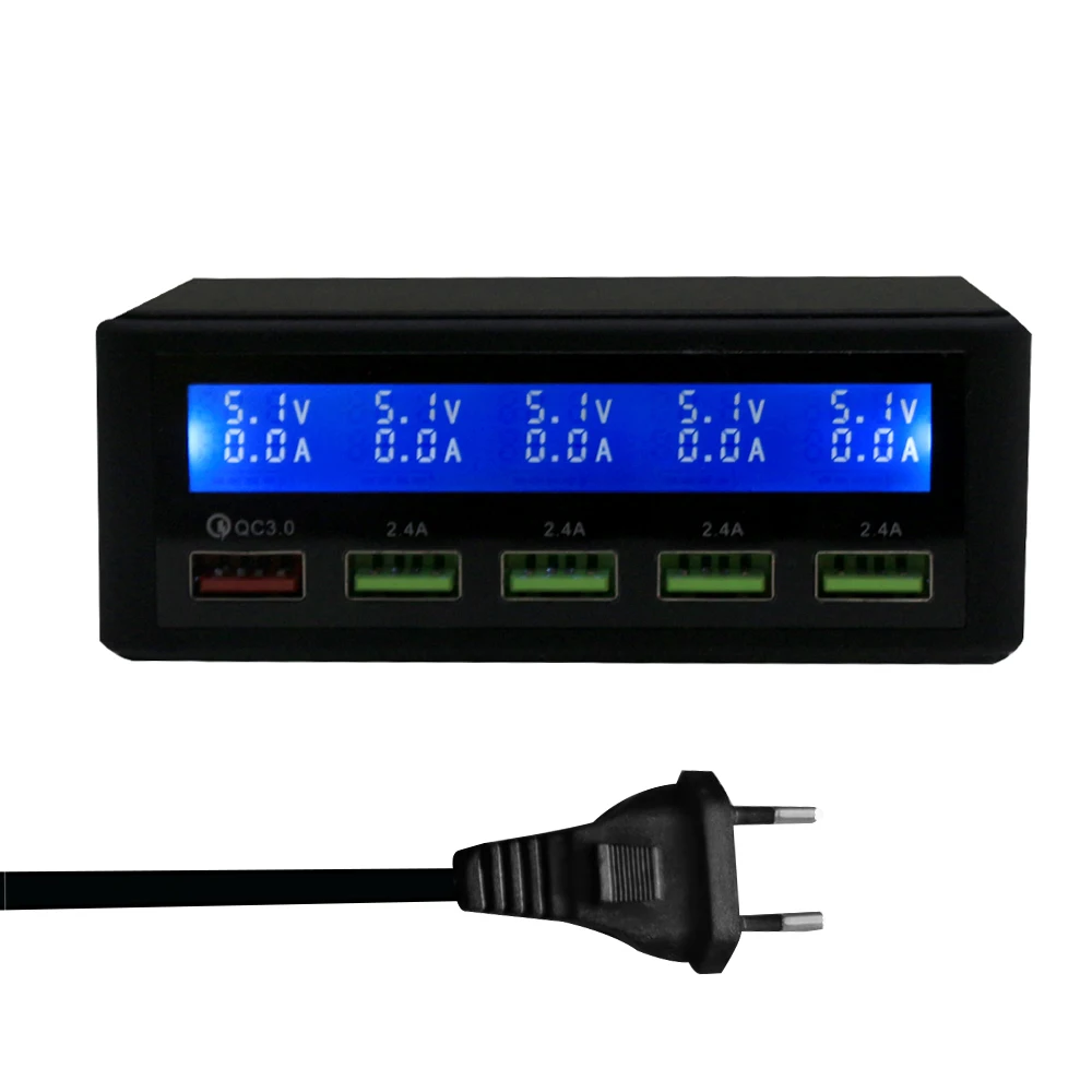Интеллектуальный USB быстрая зарядка 5 портов ЖК-дисплей Многофункциональный мобильный телефон Быстрая зарядка