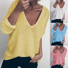 Vertvie, рубашки для йоги, одежда для бега и бега, Женские однотонные спортивные топы с v-образным вырезом, пуловер с длинным рукавом, для тренажерного зала, для тренировок, размера плюс, повседневные, свободные