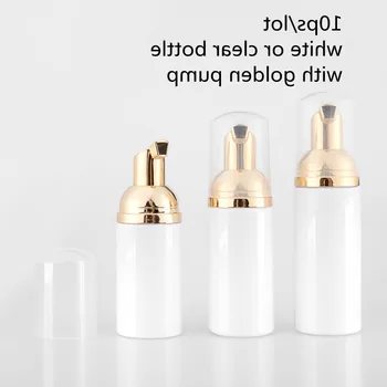 

10ps 30 60ml Plastic Foamer Pump Bottle Refillable Empty Cosmetic Bottle liquid Soap Dispenser Foam bottle with golden foamer