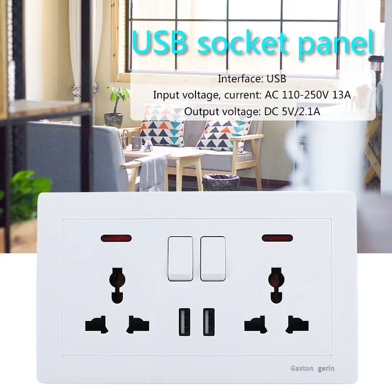 Настенная розетка для дома с usb-разъемом, двойная розетка, розетка, панель для ресторана, универсальный адаптер для отеля