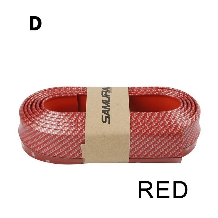 Автомобильный задний бампер для губ полосы протекторы углеродное волокно резиновый сплиттер наклейки для автомобиля бампер наружный молдинг Стайлинг наборы для тела - Цвет: D Red