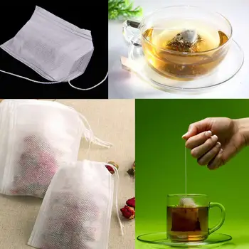 

100pcs non-woven Trendy 100x Healthy String Heat Seal Filter Paper Herb Loose empty Useful TeaBags 5.5 x 6 cm