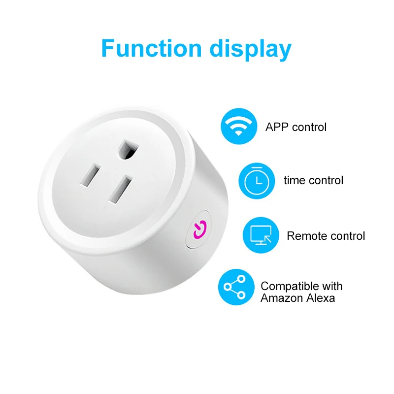 

Wireless Socket US Plug Dimmable WiFi Voice Remote Control Compatible Mini Smart Switch Outlet with Timer Home Alexa/Google