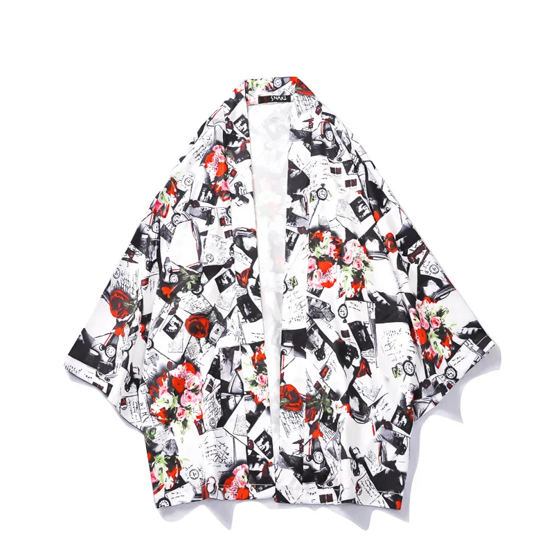 Традиционное японское кимоно yukata с фруктовым узором, мужской японский короткий халат, свободный японский кардиган kimomo, кимоно japones haori