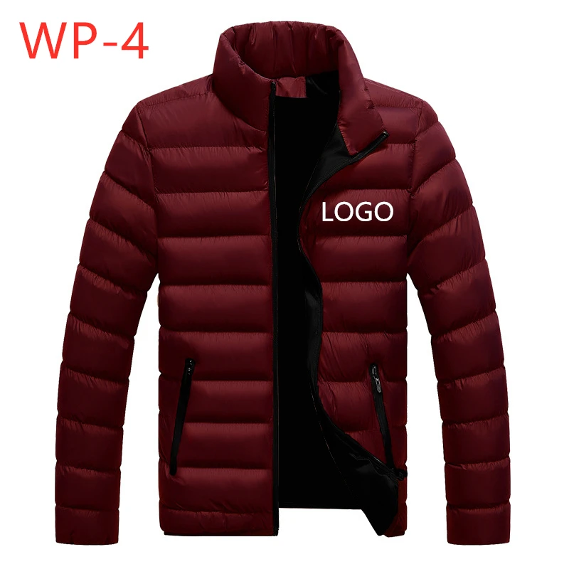 WP-4 Новая зимняя мужская куртка на молнии с белым утиным пухом, Теплая мужская Повседневная стильная стойка с воротником в стиле Харадзюку - Цвет: Red wine