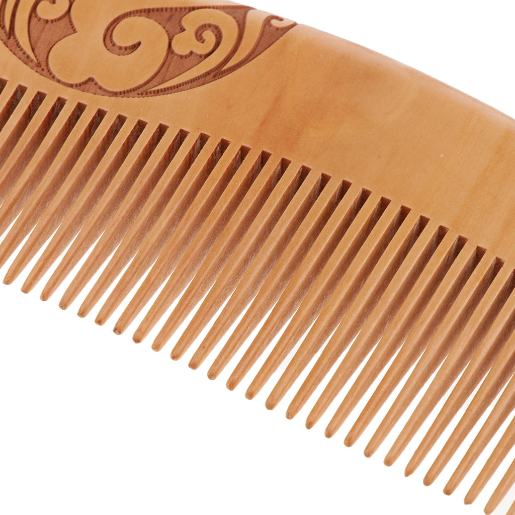 Classic Wood Wide Tooth Anti-static Mahogany Comb Head Massage Wooden Brush