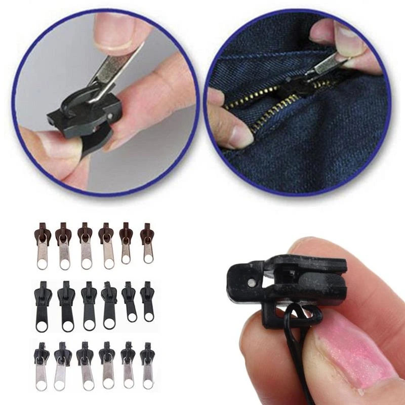 12/6pcs 3 Sizes Universal Instant Fix Zipper Repair Kit Replacement Zip
