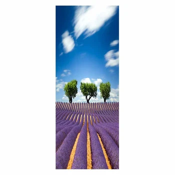 

Door Sticker 3D Creative Lavender Flower Field Pvc Self Adhesive Waterproof Wallpaper For Living Room Bedroom Door Decoration