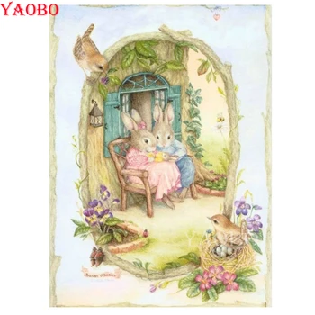 

Cartoon rabbit couples diamond painting diamant painting full square round mosaic Diamond embroidery flower animal diamond paint