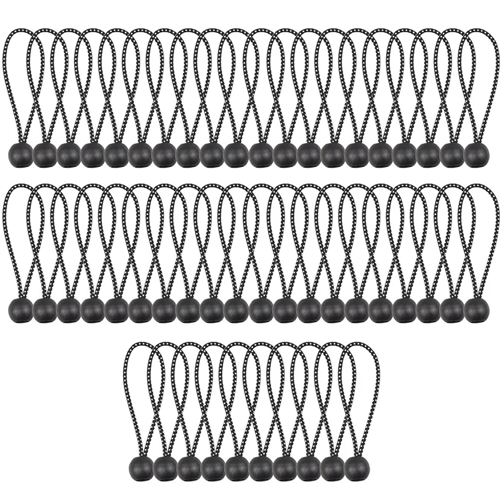 60 élastiques à Boule 6 Pouces Noirs - Pour Attacher Bâche, Auvent, Tente De Toit, Robustes Et Réutilisables