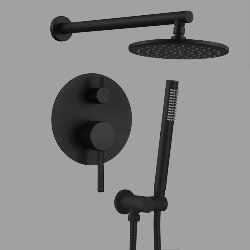 

Black EMBEDDED BOX Faucets Set Ceiling Or Wall Shower Arm Diverter Brass Shower Set Bathroom Faucet Mixer Handheld Spray Sets