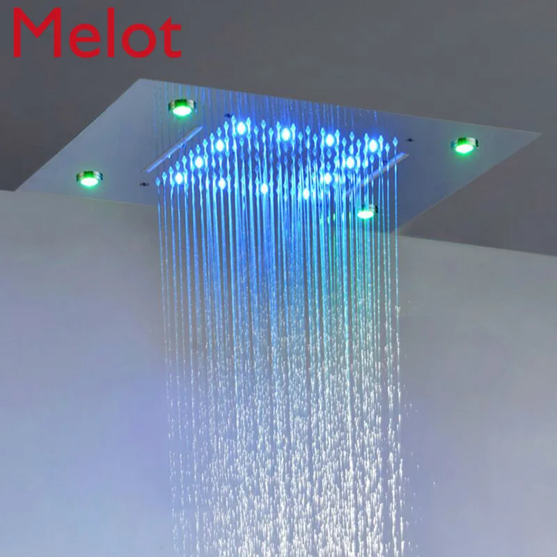 

Contemporary Bathroom Rain Shower panel 360*500mm Polished LED Light Showerhead Colorful Waterfall Shower Heads 304SUS