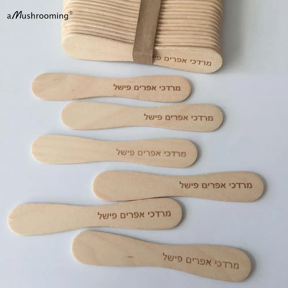 100pcs Personalized Wooden Flat Popsicle Sticks 3.5" Bow Tie Birthday Bridal Shower Craft Buffet Table Ice Cream Shoppe Grade A
