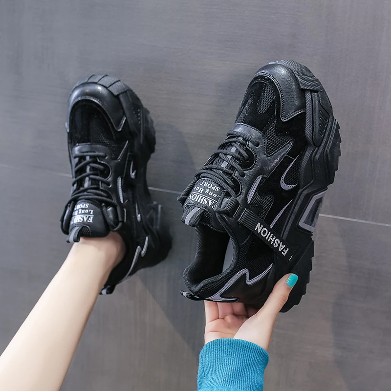 

Fashion Sneakers Women Platform Chunky Casual Shoes Luxury Designers Woman Tenis Female Walking Black Green Trainers 2020 Autumn