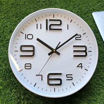 

Wall Clock 12 Inch Stylish Modern Silent Non-Ticking Round 3D Decorative Design for Home Office JS22