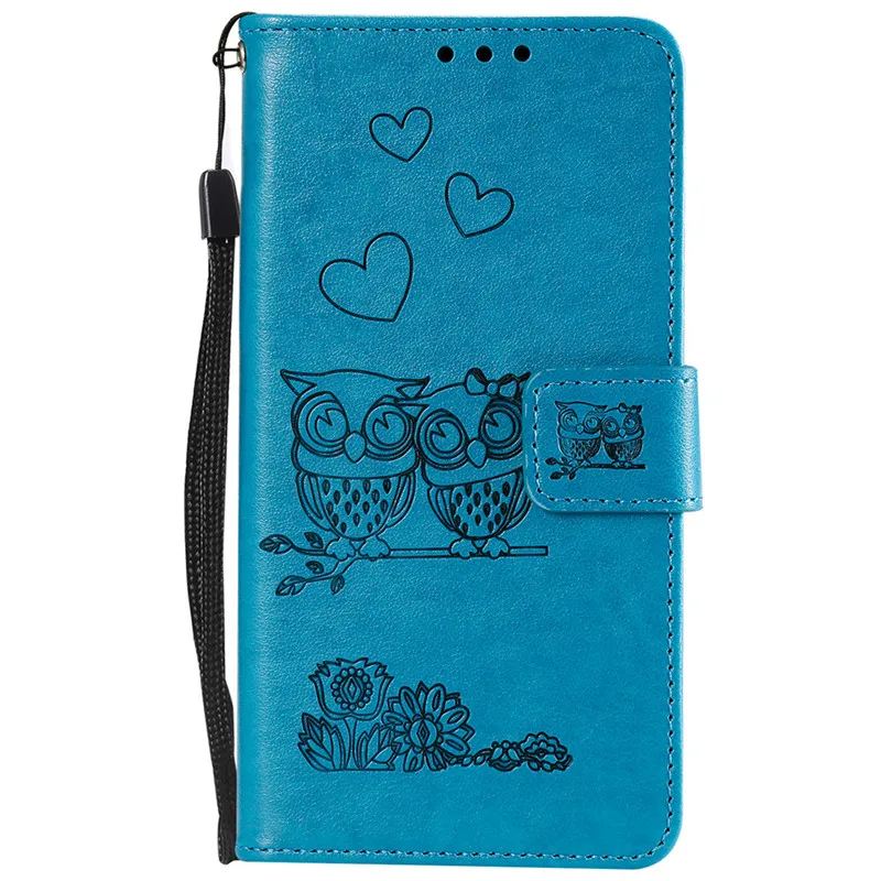 Чехол-книжка для LG K50 Q60 K40 G7 V30 ThinQ Stylo 5 4 Waller с милой текстурой Совы кожаный флип-чехол для телефона с отделениями для карт - Цвет: Blue