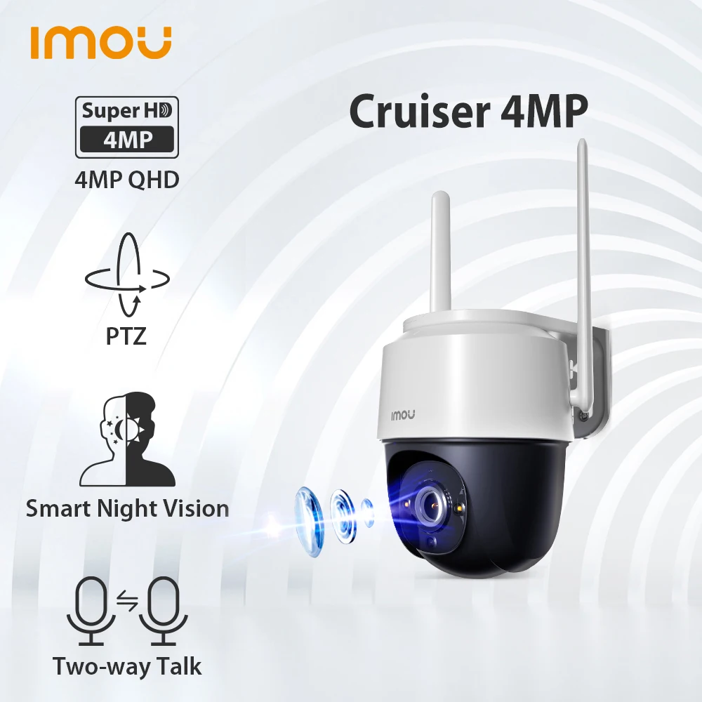 Dahua Imou Cruiser 4MP Full Color Wi-Fi Camera PTZ Outdoor IP66 Weatherproof Audio Record Night Vision AI Human Detection Cámara