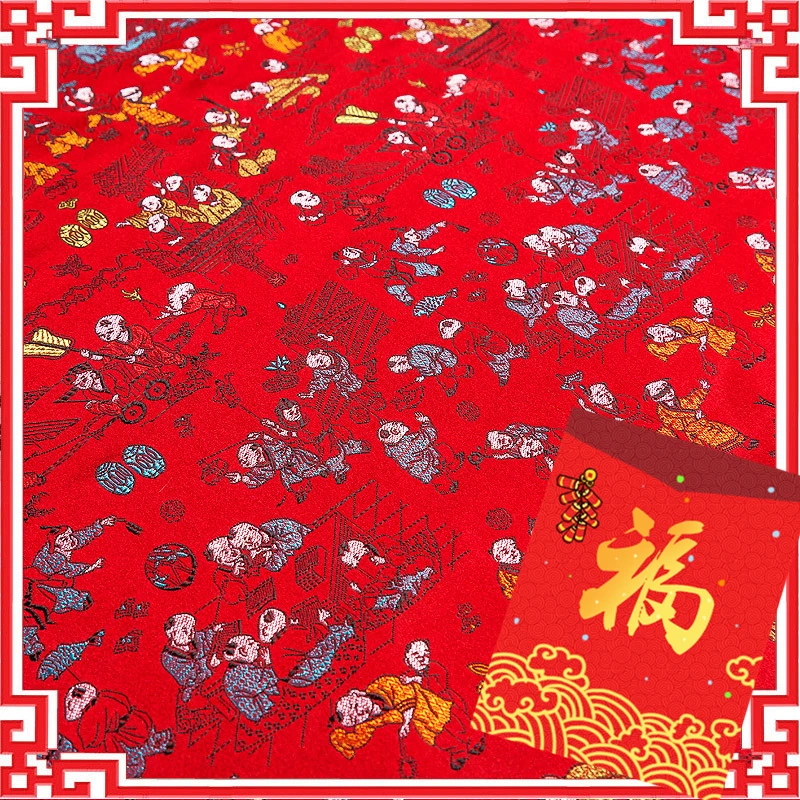 Китайская ткань, парча, жаккардовая ткань для новогодней одежды, сделай сам, ткань, высококачественный полиэстер