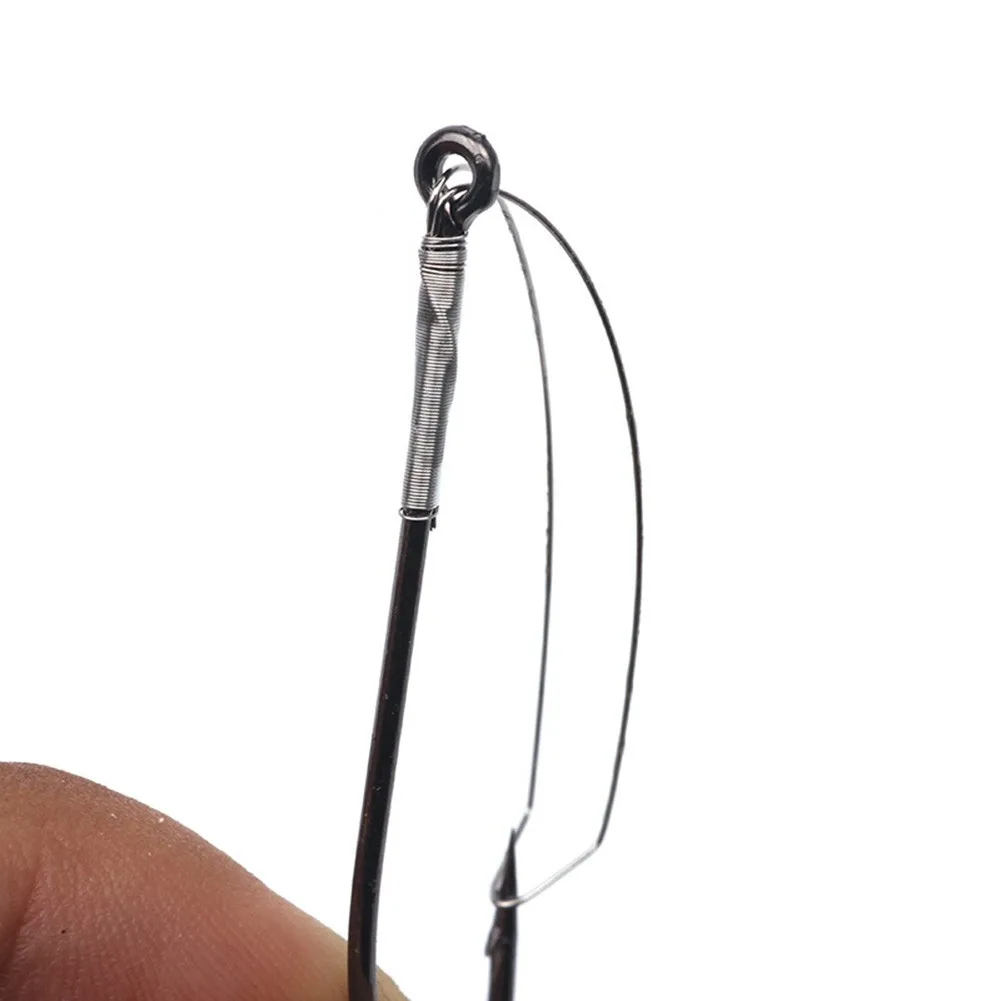 10pcs/box Weedless Barbed Fishhook Fishing Hook Reusable Bass Single Worm Hook Worms Lure Bait Holder Fish Tackle Accessories