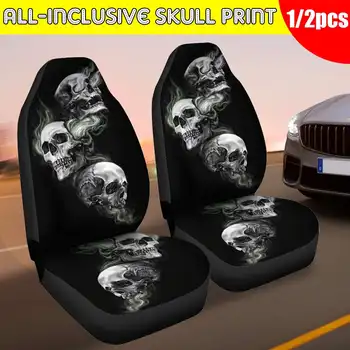 

Car Front Seat Cover 3D Skull Printing Universal Car Seat Protector Seat Cushion Full Cover For Most Car for SUV Car Accessories