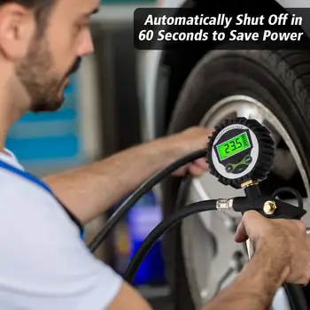 

Digital Monitoring Car Tire Air Pressure Inflator Gauge LCD Display LED Backlight Vehicle Tester Inflation for Car Truck