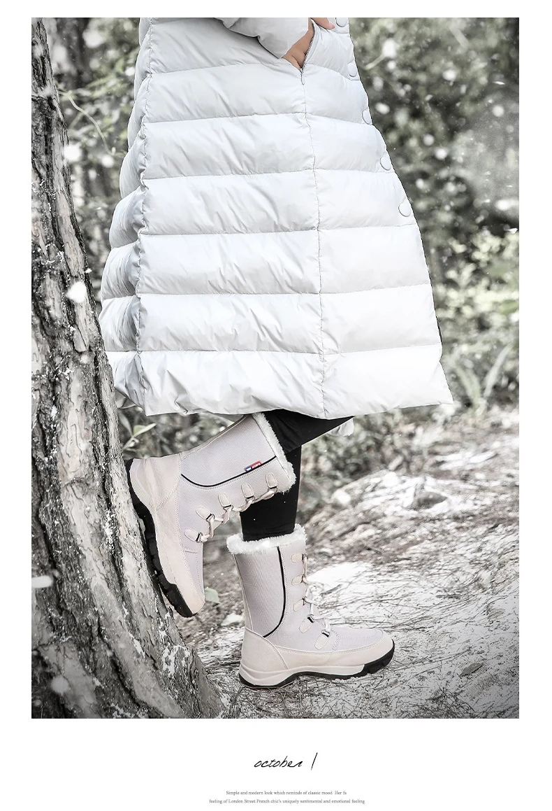 Женские зимние теплые ботинки; ботинки до середины икры; сохраняющая тепло обувь на платформе из водонепроницаемого плюша; высокие ботинки; зимние ботинки; YE689