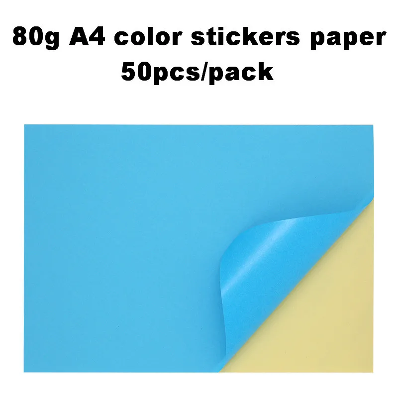 50 Sheets A4 color stickers paper Laser Inkjet Printer Copier Craft Paper Colorful Self Adhesive Label Matte Surface Paper vinyl sticker paper,printing and copying paper