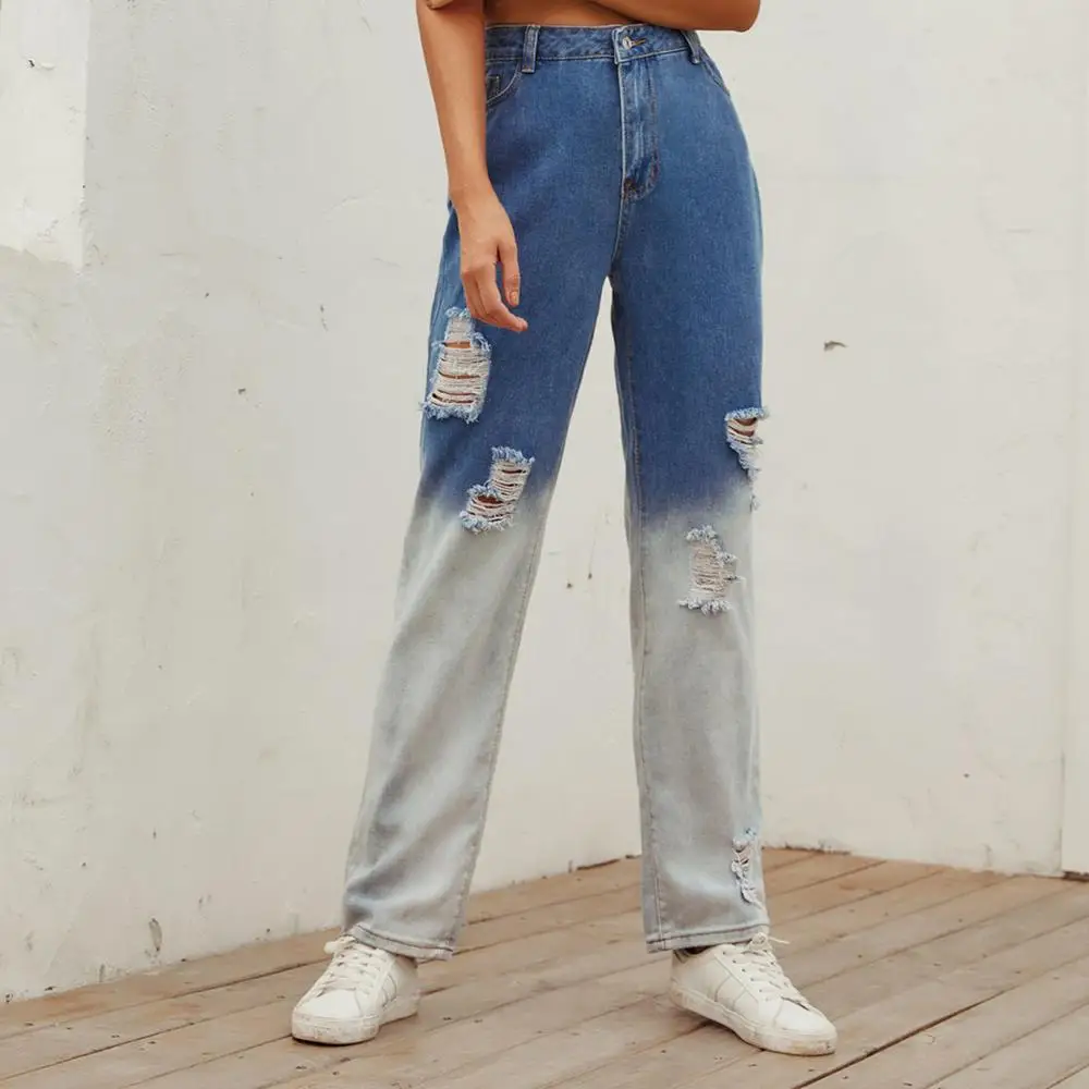 

Retro women's jeans gradient color jeans high waist jeans women's casual jeans straight pants women hot women's jeans